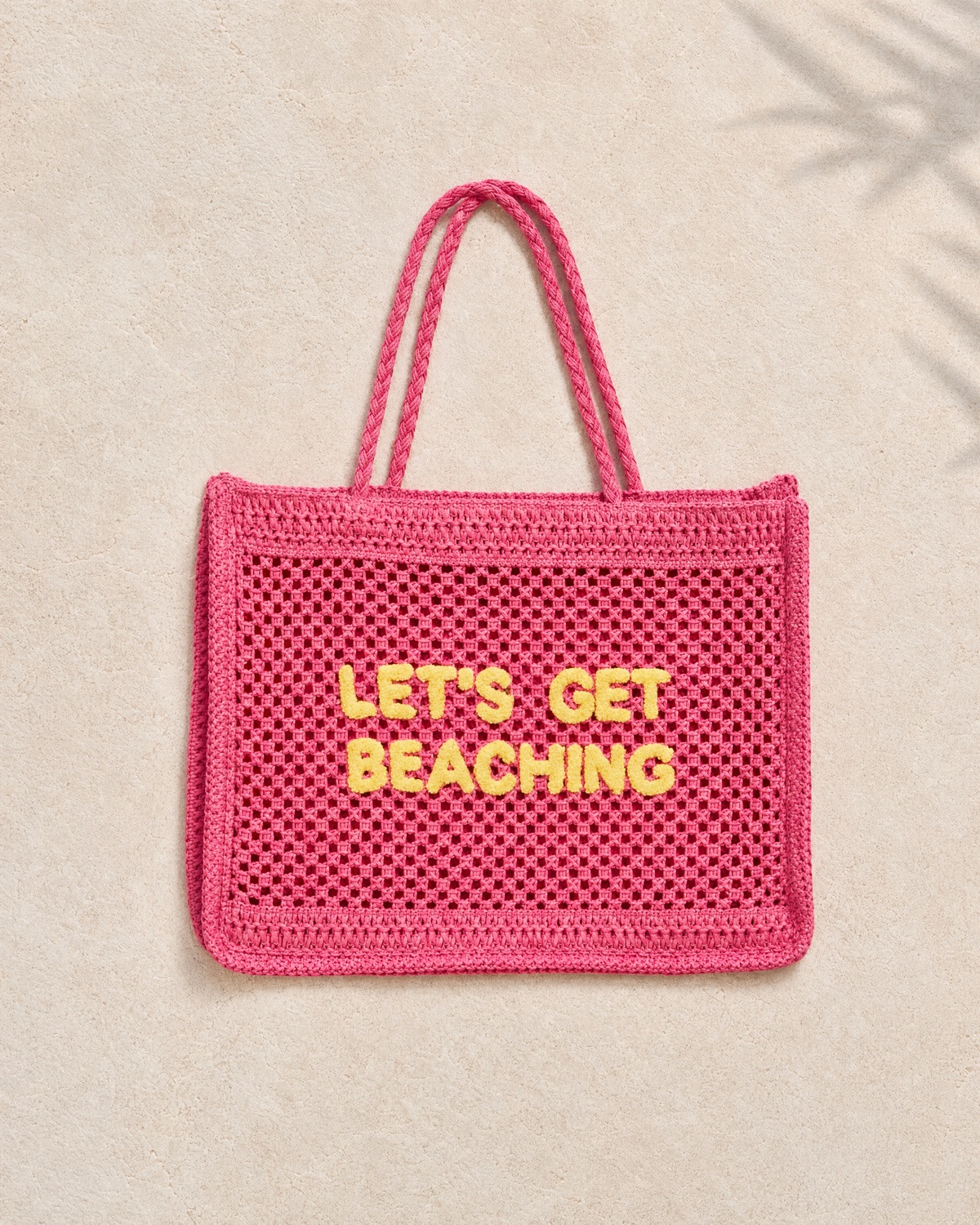 Pink Letter Crochet Beach Tote — hero product shot