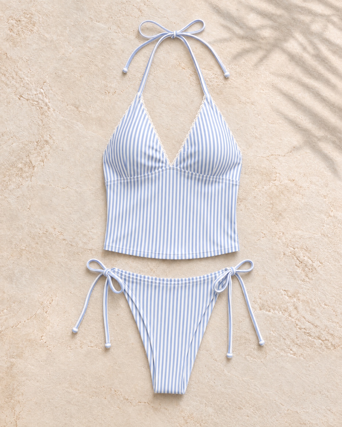 Blue Stripe Halter Bikini Set — hero product shot