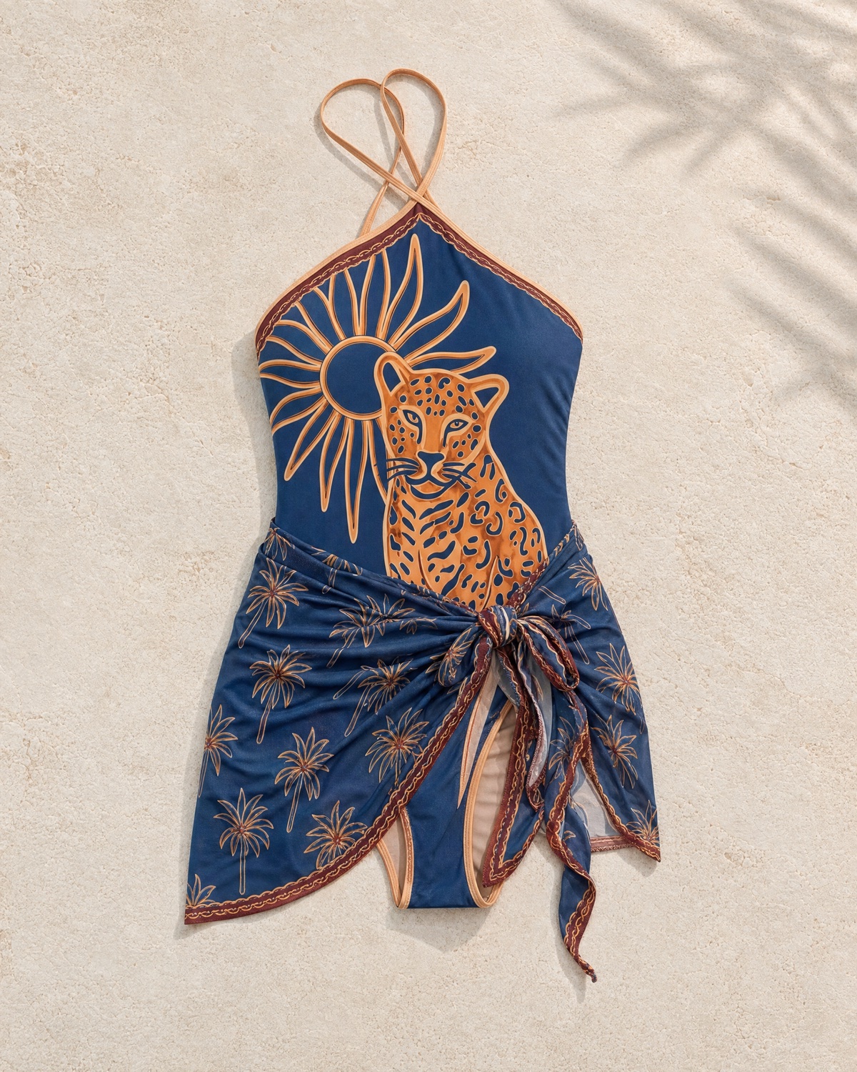 Blue Leopard Bikini and Sarong Set — hero product shot