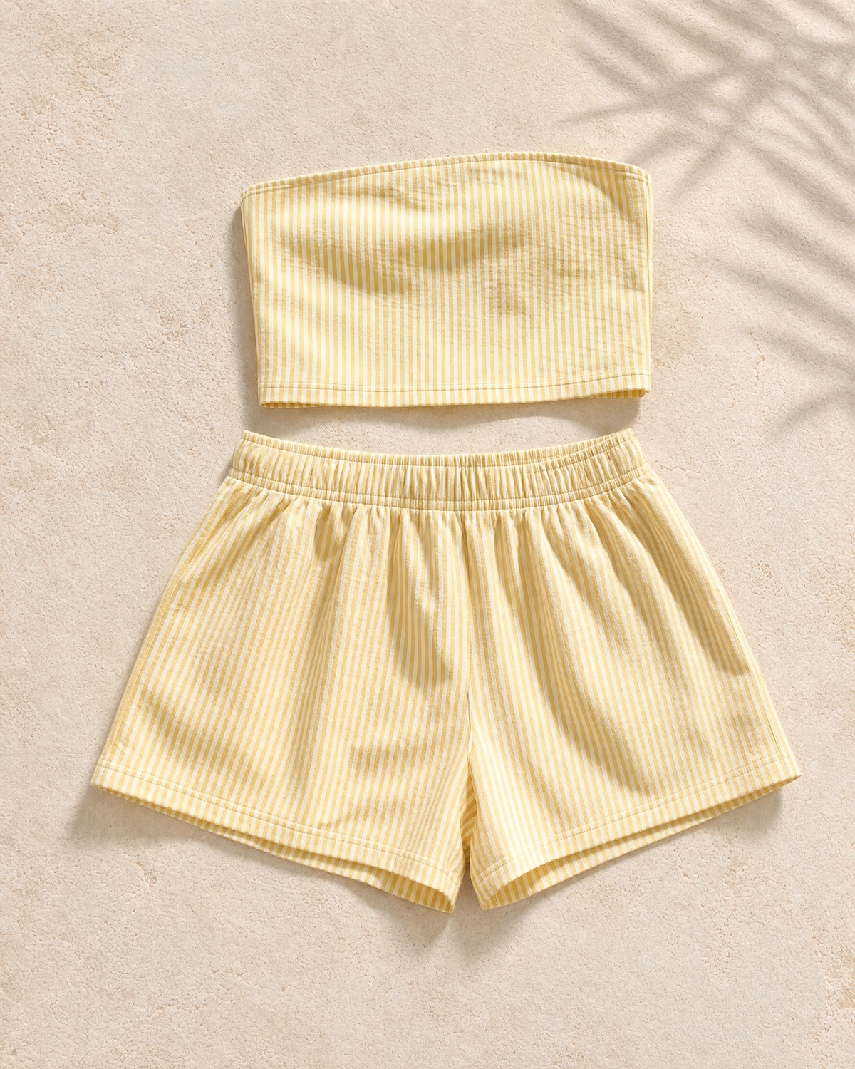 Cream Stripe Bandeau Short Set — hero product shot