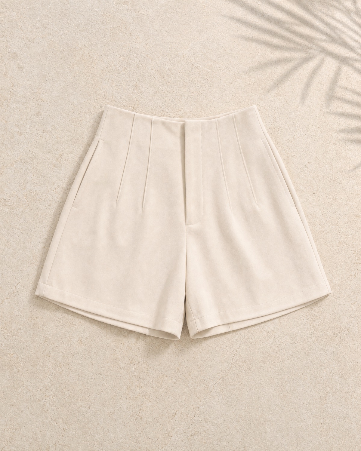 Apricot Pleated Resort Shorts — hero product shot