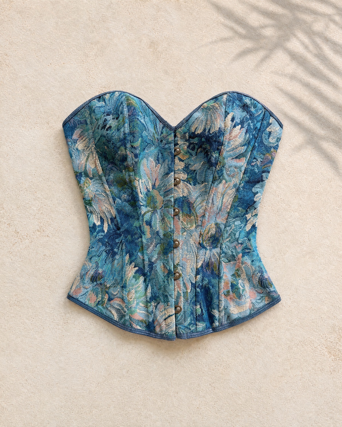 Blue Floral Jacquard Tube Top — hero product shot